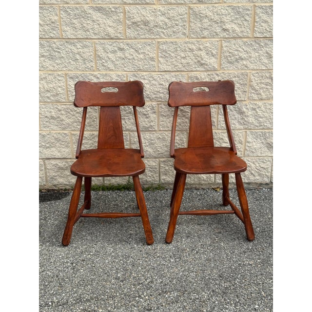 Pair of Mid-Century Cushman-Style Solid Wood Side Chairs For Sale In Philadelphia - Image 6 of 12