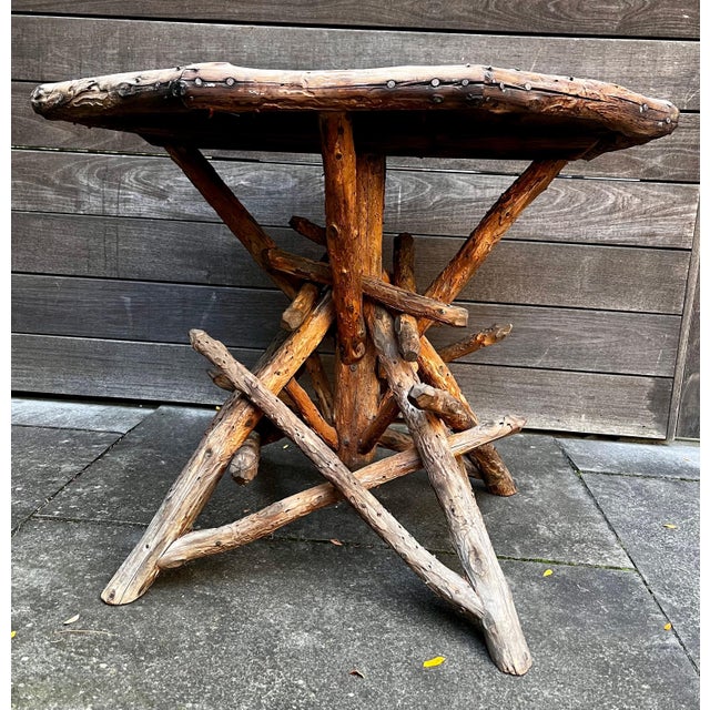 Brown American Rustic Adirondack Twig Side Table For Sale - Image 8 of 12