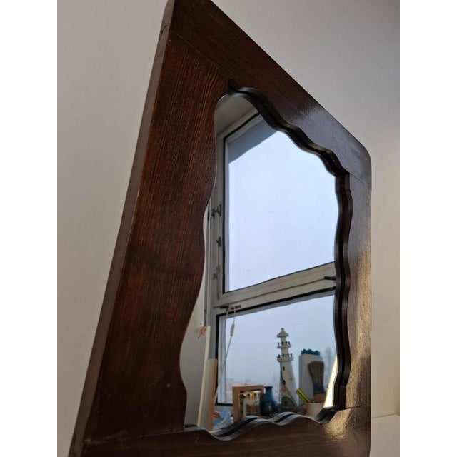 Mid-Century Czechoslovak Wavy Wooden Frame Wall Mirror, 1940s For Sale - Image 4 of 17