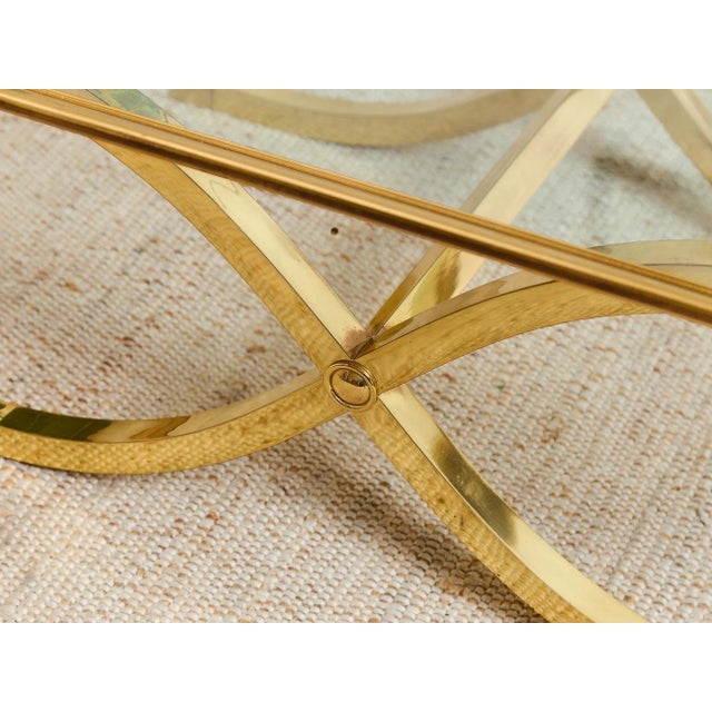 Mid 20th Century Estate Size Polished Brass Cocktail Coffee Table Styled After La Barge Hollywood Regency For Sale In Los Angeles - Image 6 of 12