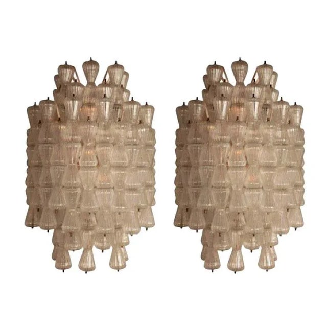 Magnificent Large Barovier & Toso Glass Sconces, Circa 1970 - a Pair For Sale - Image 10 of 10