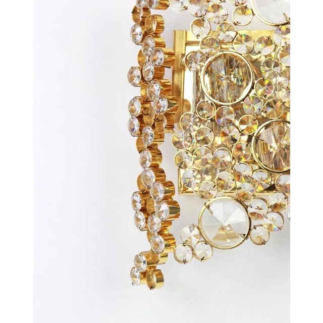 Golden Gilded Brass and Crystal Sconce from Palwa, Germany, 1960s, Set of 2 For Sale - Image 4 of 8
