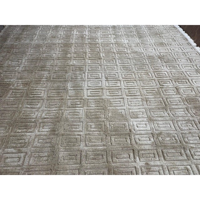 Rh Rajouri Silk & Wool Rug – 12' × 15' Wheat | Hand-Knotted Silk & Wool | Nepalese Artisan Construction For Sale - Image 14 of 18