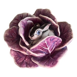 Nymphenburg purple cabbage with bunny figurine // springtime decor // Easter // rabbit figurine // luxury decor // collectible For Sale