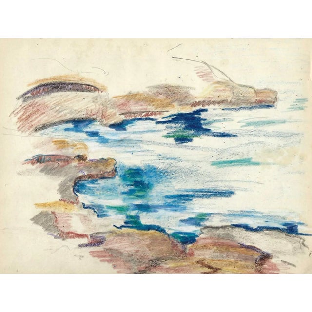 Post Impressionist 1940s Grace Spongberg Hawaii Blow Hole Drawing For Sale - Image 3 of 3