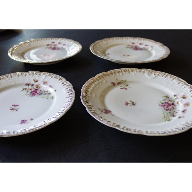 Pink 1890s German Ct Carl Tielsch Hand Painted Porcelain Floral Dessert or Salad Plates For Sale - Image 8 of 10