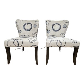 Pair of Kravet Oxford Dining Chairs in Abstract Upholstery For Sale