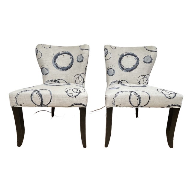 Pair of Kravet Oxford Dining Chairs in Abstract Upholstery For Sale