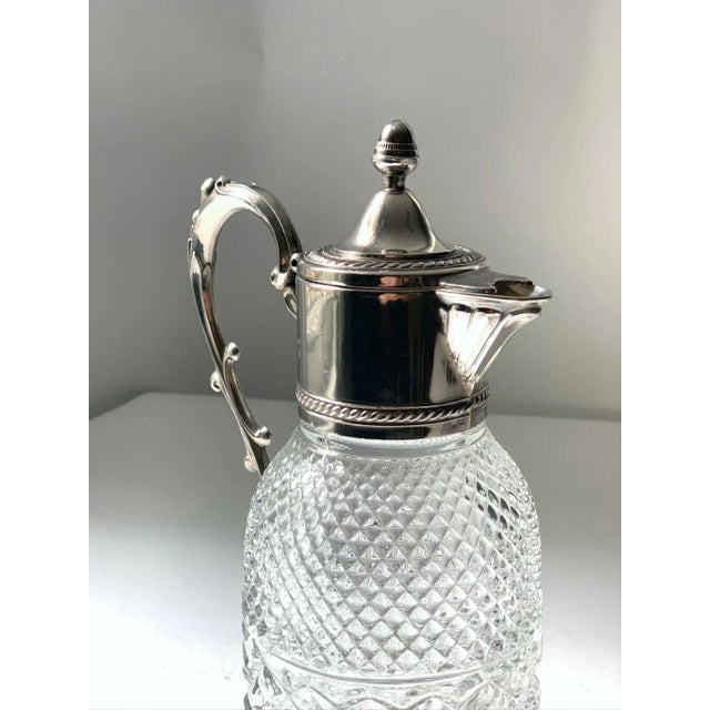 Late 20th Century Large Victorian-Style Silverplate & Cut-Glass Claret Jug, 12.75" Tall For Sale In Raleigh - Image 6 of 7