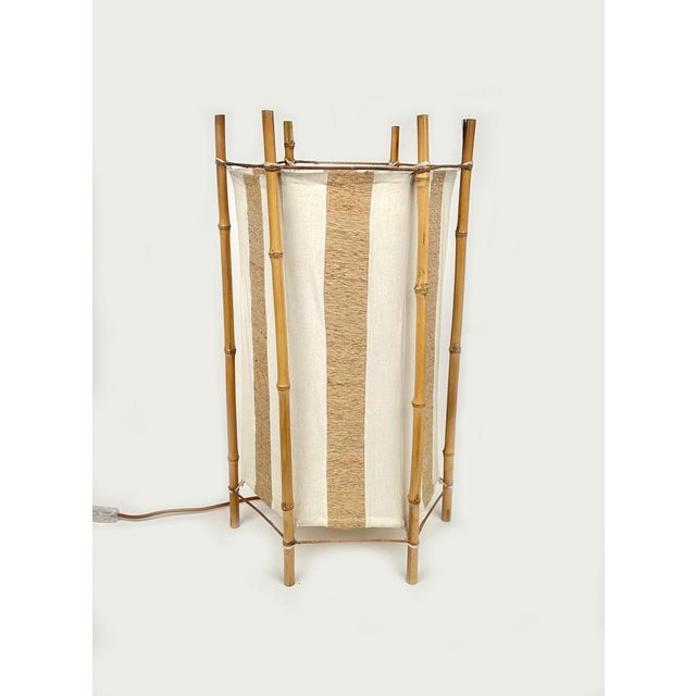 Italian Bamboo and Rattan Floor Lamp in the style of Louis Sognot, 1960s For Sale - Image 4 of 15