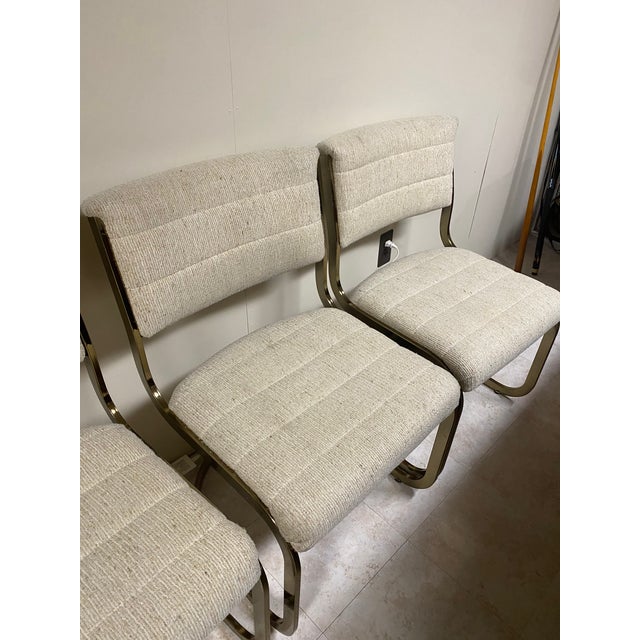 Brass 1970s Mid-Century Modern Cal-Style Brass Cantilever Dining Chairs Model 7411 - Set of 4 For Sale - Image 8 of 8