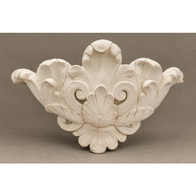 Sculpture Materials Vintage White Large Plaster Wall Pocket Jardiniere Planter For Sale - Image 7 of 7