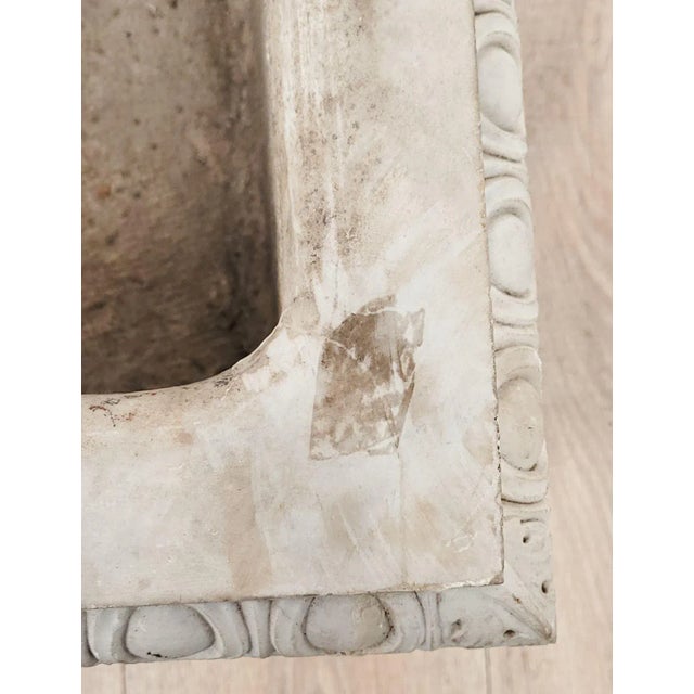 Antique White Marble Carved Classical Rectangular Basin For Sale - Image 9 of 12