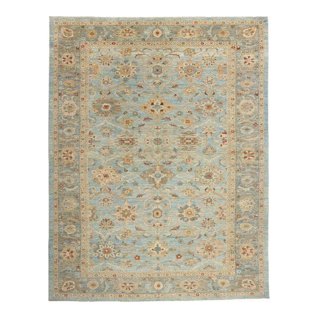 Sky Blue Persian Sultanabad Rug - 12'03 X 15'10 For Sale