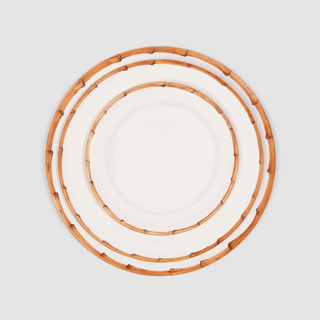 French ZdG Ramatuelle Natural Bamboo Large Dinner Plates/Chargers - Set of 2 For Sale - Image 3 of 12