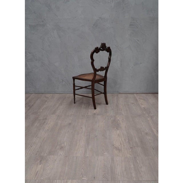 Louis Philippe Italian Walnut and Vienna Straw Chairs, 1940s, Set of 4 For Sale - Image 4 of 8