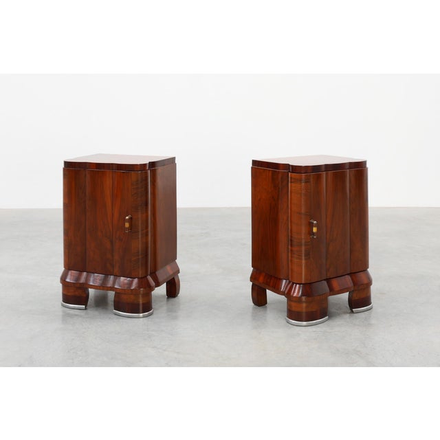 Art Deco Nightstands in Walnut, Italy, 1920s, Set of 2 For Sale - Image 9 of 18