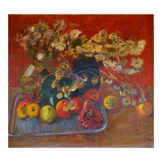 Vintage Floral Still Life Oil Painting, Soviet Ukrainian Art, 1970s 80-90 For Sale
