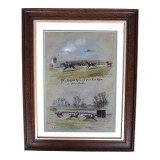 The Suffolk National Hunt Flat Race at Hurst Park C1910 Watercolour by John Beer (British c.1860-1930) For Sale