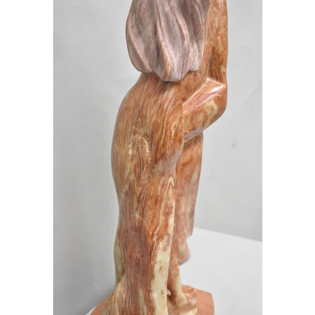 Vintage Seymour Shuren Modern Carved Pink Marble Tall Woman Figure Sculpture For Sale - Image 15 of 18