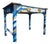 1960s Writing Desk | Hand Painted Blue Geode Inspired Desk With Gold Accents | One-of-a-Kind Statement Furniture For Sale