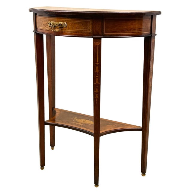 Small Antique Rosewood Demi Lune Side Table, 1890 For Sale - Image 17 of 17