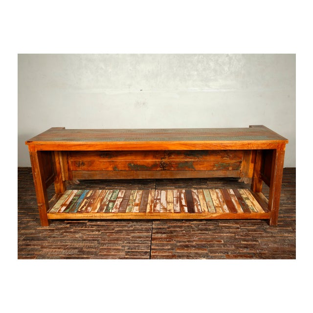 Farmhouse Reclaimed Teak Wood Console Table/Tv Stand. For Sale - Image 3 of 7