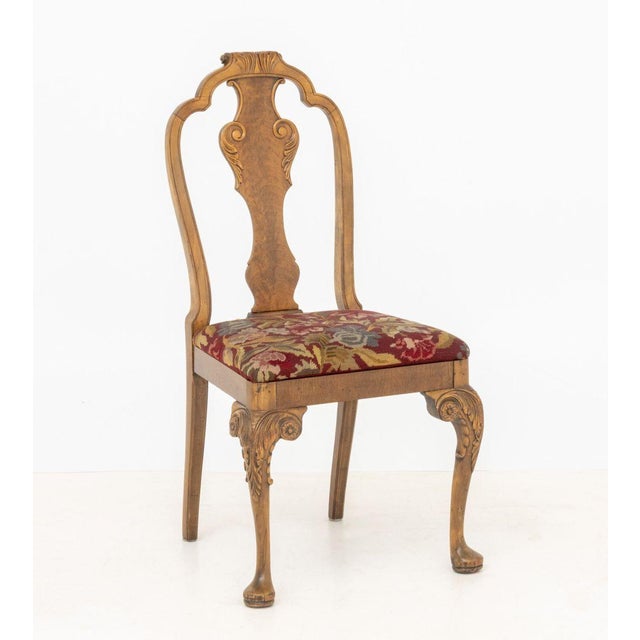 William and Mary Style Needlepoint Upholstered Walnut Dining Chairs, 6 For Sale - Image 14 of 16