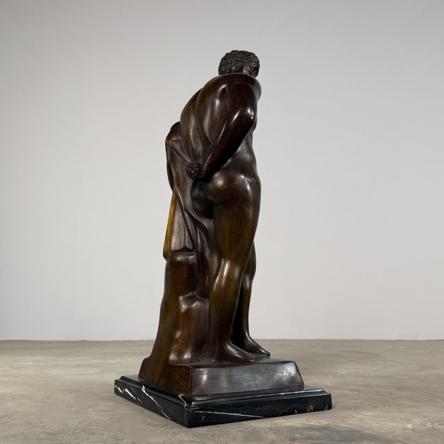 Bronze Hercules Sculpture After Farnese – Classical Weary Heracles, 24” Tall For Sale - Image 9 of 11