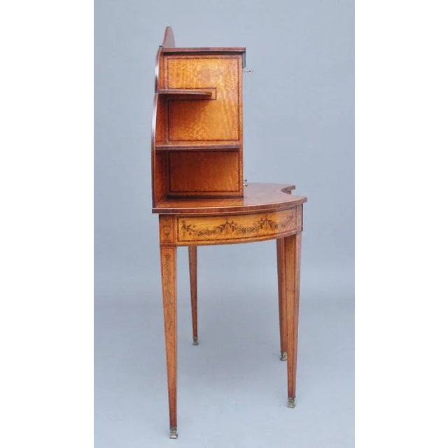 19th Century Sheraton Revival Satinwood Writing Desk For Sale - Image 3 of 17