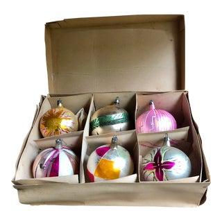 Mid Century Christmas Tree Ornaments W//Box For Sale