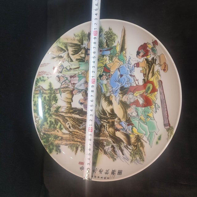 Chinese Ceramic Plate,Qianlong Marked Famille Rose Porcelain Plate Hand Painted Figures Story Pattern For Sale In Seattle - Image 6 of 11