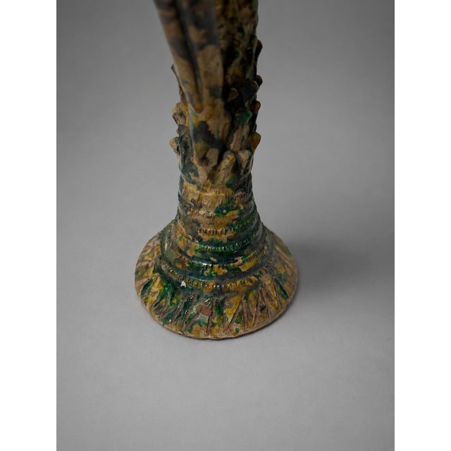 Green Antique French Saintonge Glazed Terracotta Bird Roof Finial Sculpture For Sale - Image 8 of 10