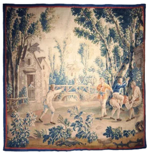 18th Century French Aubusson Tapestry Called "Le Saute-Mouton" by j.b. Huet