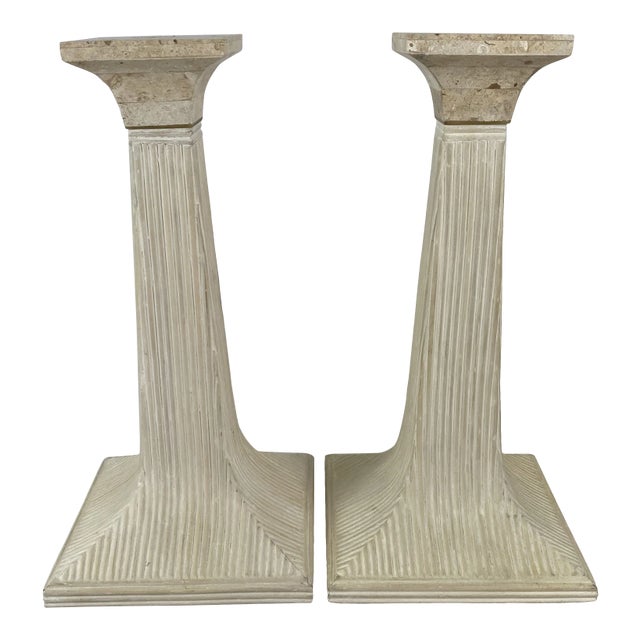 Betty Cobanpue Style Candle Holders in Pencil Reed Rattan For Sale