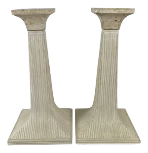 Betty Cobanpue Style Candle Holders in Pencil Reed Rattan