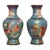 Pair of Vintage Cloisonne Enamel Vases – 6.1" Turquoise Ground Dragon & Phoenix Vases For Sale