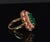 Late 20th Century Gia Certified 11.39Ct Zambian Emerald, Ruby & Diamond 18k Gold Cocktail Ring, Size 6 For Sale In Dallas - Image 6 of 13