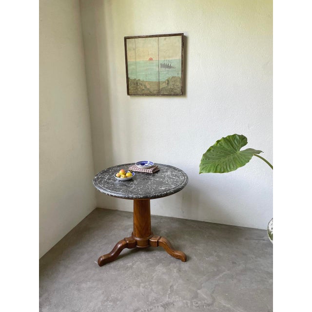 Empire Pedestal Table in Walnut and Marble For Sale - Image 17 of 18