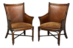 American Modern, Bamboo, Rattan, Arm Chairs, Usa, 1970s