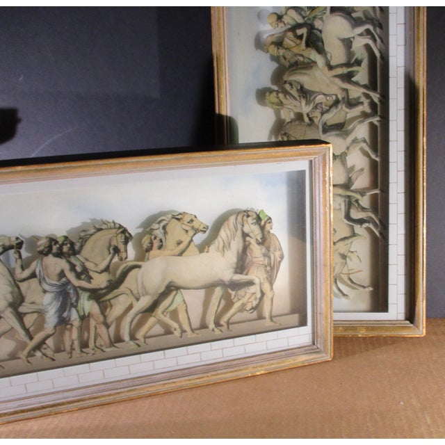 Glass French Neoclassic Glass Prints in Shadowbox - a Pair For Sale - Image 7 of 8
