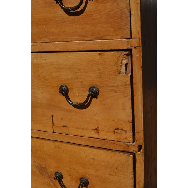 Vintage Unusual Rustic Pine Dresser Chest W/ Small Mirror / Cupboard & Glove Drawer For Sale - Image 9 of 17