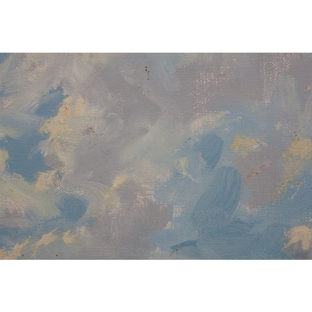 Blue Vintage v Blanch Costa Brava Spanish Coastal Seascape Oil Painting 37" For Sale - Image 8 of 12