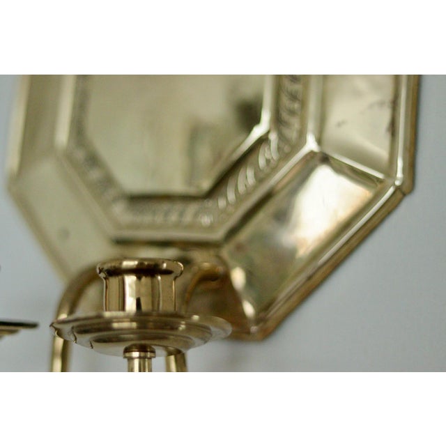 Swedish Octagonal Brass Double Arm Sconces, Set of 2 For Sale - Image 6 of 18