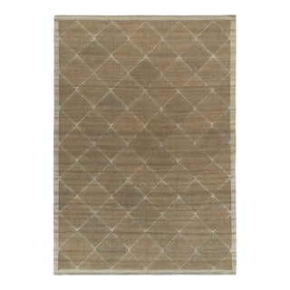 Rug & Kilim’s Scandinavian Kilim style Hemp rug in Beige-Brown Diamond Patterns - 5x7 For Sale