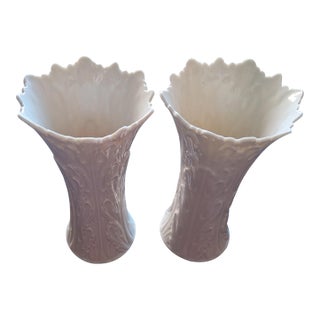 Gorgeous Pair of Lenox Usa Embossed Trunk Decorative Vases For Sale