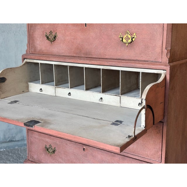 Wood Antique George III Painted Secretaire Tallboy, 1790 For Sale - Image 7 of 11