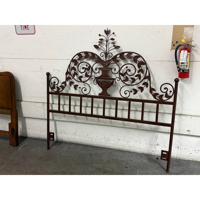 Design Plus Gallery presents a Queen Size Vintage Wrought Iron Tree of Life Headboard. This hand-forged iron headboard...