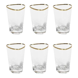 Kampari Triangular Shot Glasses with Gold Rim, Set of 6
