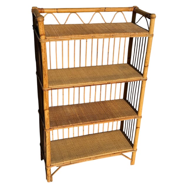 Rattan shelf from the 1960s. Handcrafted work from the south of France.
